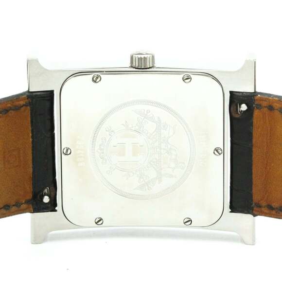 HERMES H Wach Diamond MOP Steel Quartz Mens Watch HH1.810 Polished